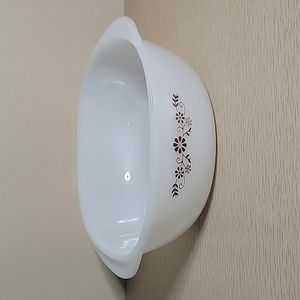 Vintage 1960 Dynaware Pry-o-rex Brown Flower Milk Glass Casserol Dish
